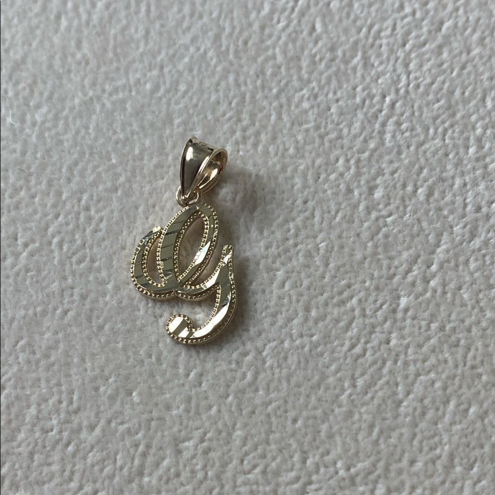 14k Solid Gold initial G Pendant | Initial or letter charm | perfect gift |